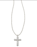 Kendra Scott Cross Silver Pendant Necklace White Crystal