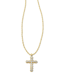 Kendra Scott Cross Gold Pendant Necklace White Crystal