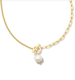 Kendra Scott Leighton Gold Pearl Chain Necklace White Pearl