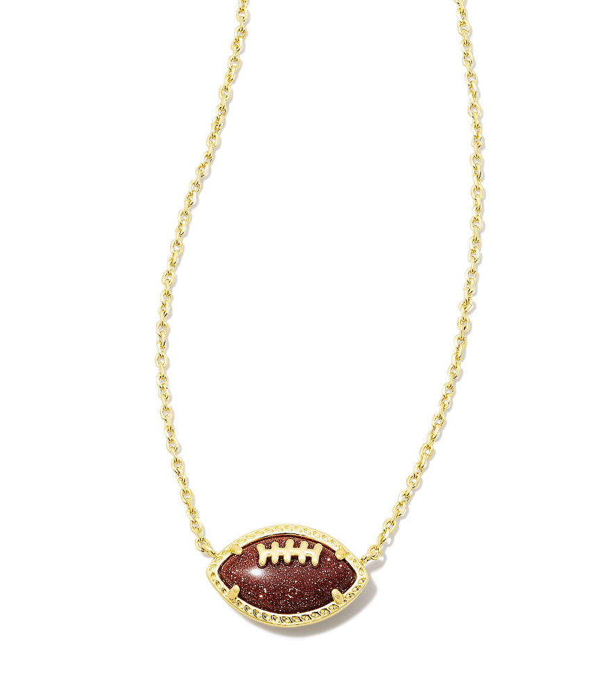 Kendra Scott  Football Gold Short Pendant Necklace Orange Goldstone