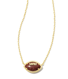 Kendra Scott  Football Gold Short Pendant Necklace Orange Goldstone