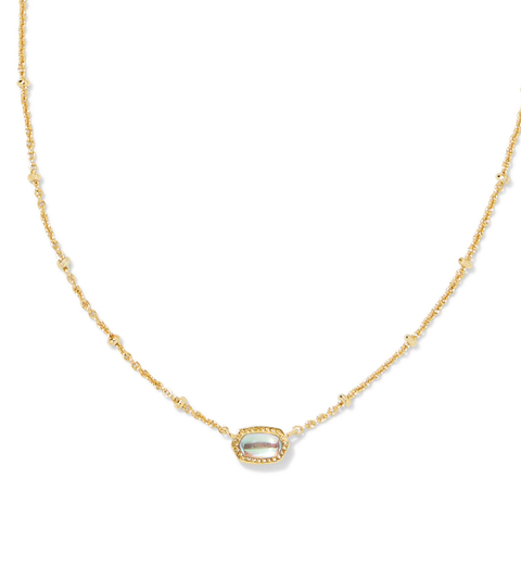 Kendra Scott Mini Elisa Gold Satellite Short Pendant Necklace Dichroic Glass