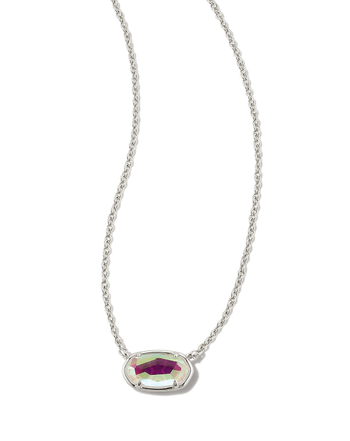 Kendra Scott Grayson Silver Pendant Necklace Dichroic Glass