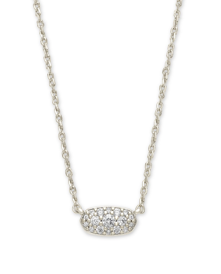 Kendra Scott Grayson Silver Pendant Necklace White Crystal