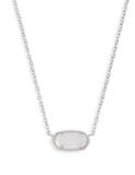 Kendra Scott Elisa Pendant Necklace Rhodium Iridescent Drusy