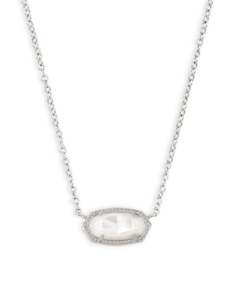 Kendra Scott Elisa Pendant Necklace Rhodium Ivory Mother of Pearl