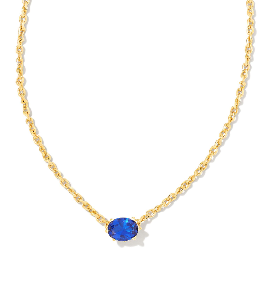 Kendra Scott Cailin Gold Pendant Necklace Blue Crystal