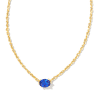 Kendra Scott Cailin Gold Pendant Necklace Blue Crystal
