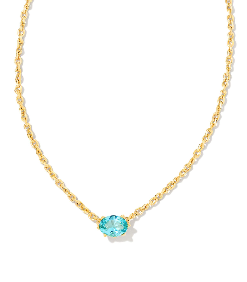 Kendra Scott Cailin Gold Pendant Necklace Aqua Crystal