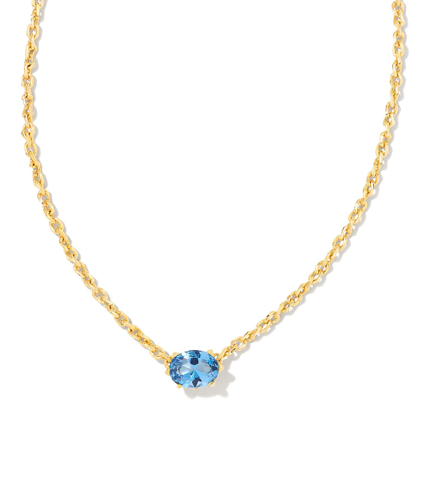 Kendra Scott Cailin Gold Pendant Necklace Blue Violet Crystal