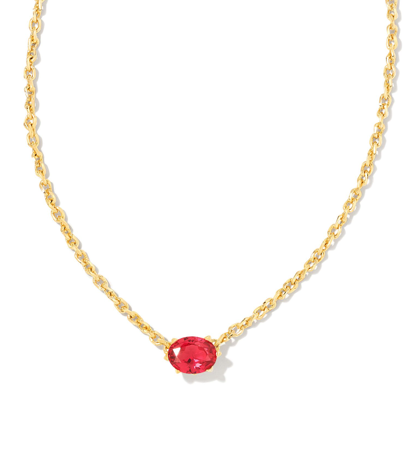 Kendra Scott Cailin Gold Pendant Necklace Red Crystal