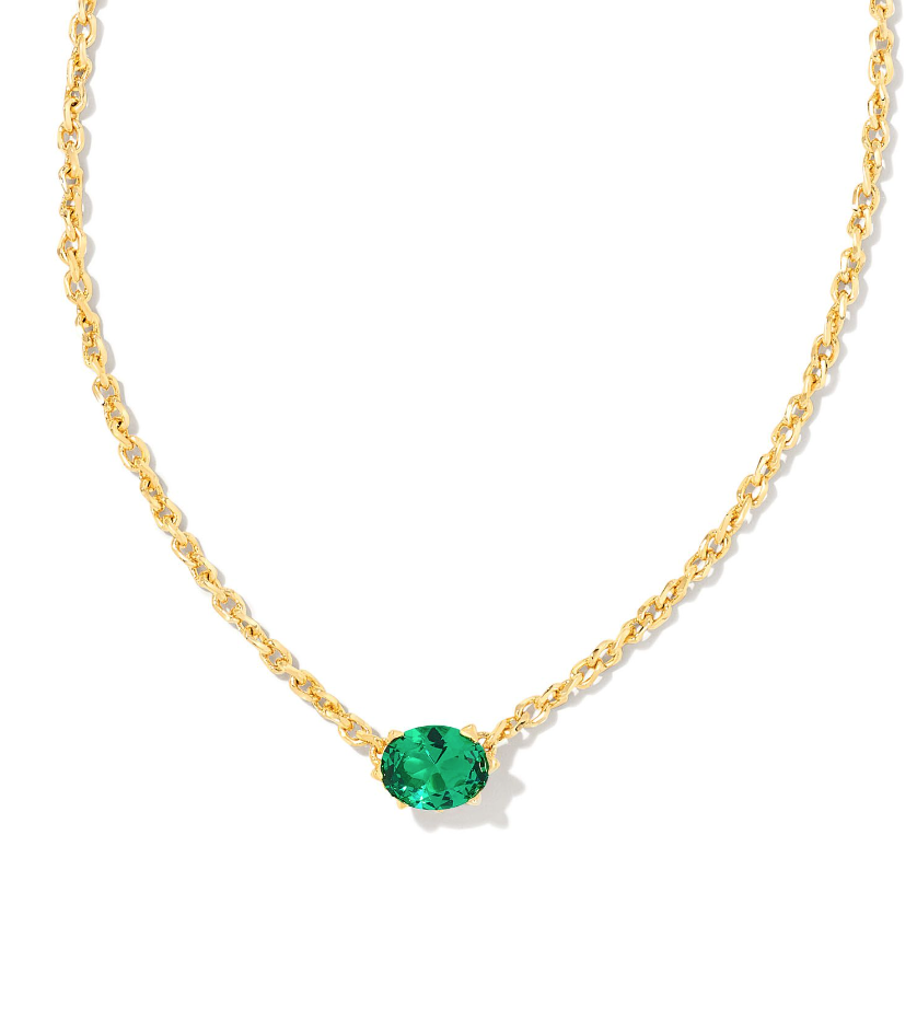Kendra Scott Cailin Gold Pendant Necklace Green Crystal