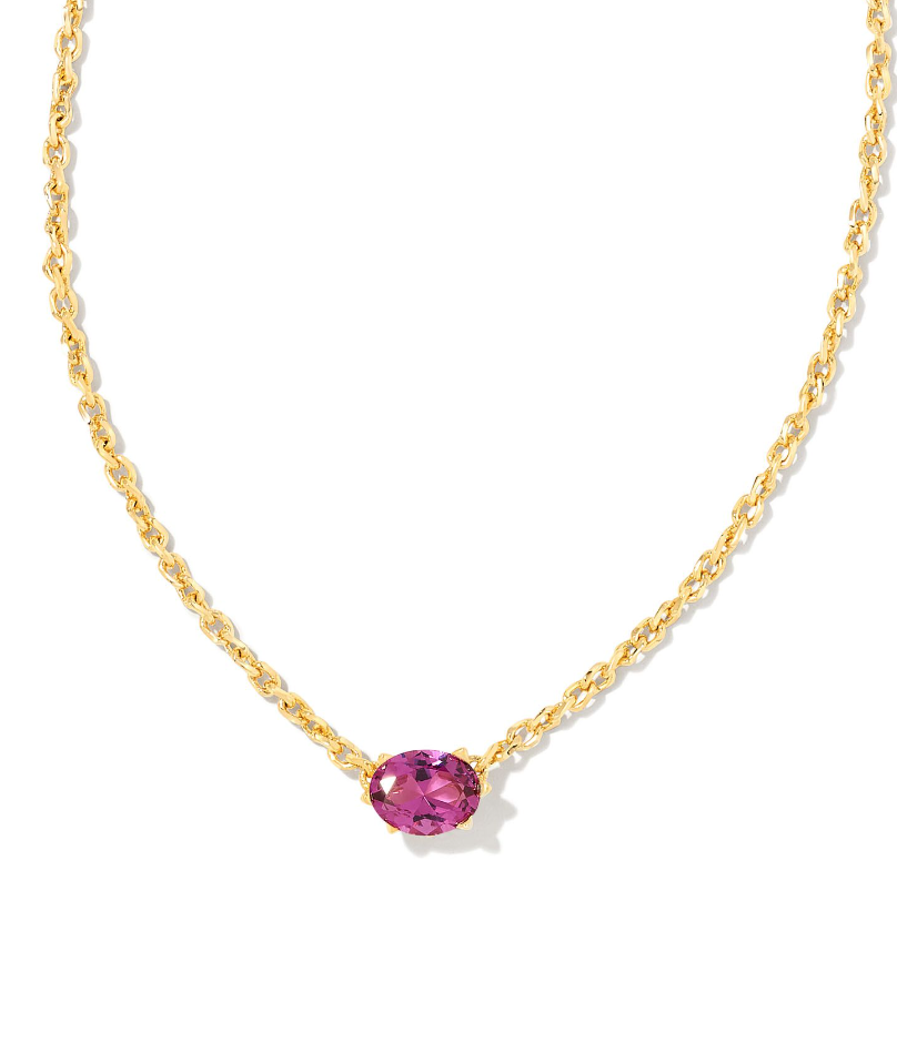 Kendra Scott Cailin Gold Pendant Necklace Purple Crystal