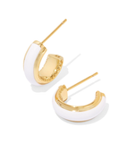 Kendra Scott Ainsley Gold Huggie Earrings White Enamel
