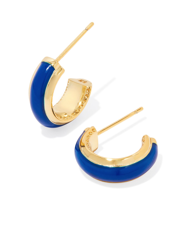 Kendra Scott Ainsley Gold Huggie Earrings Blue Enamel