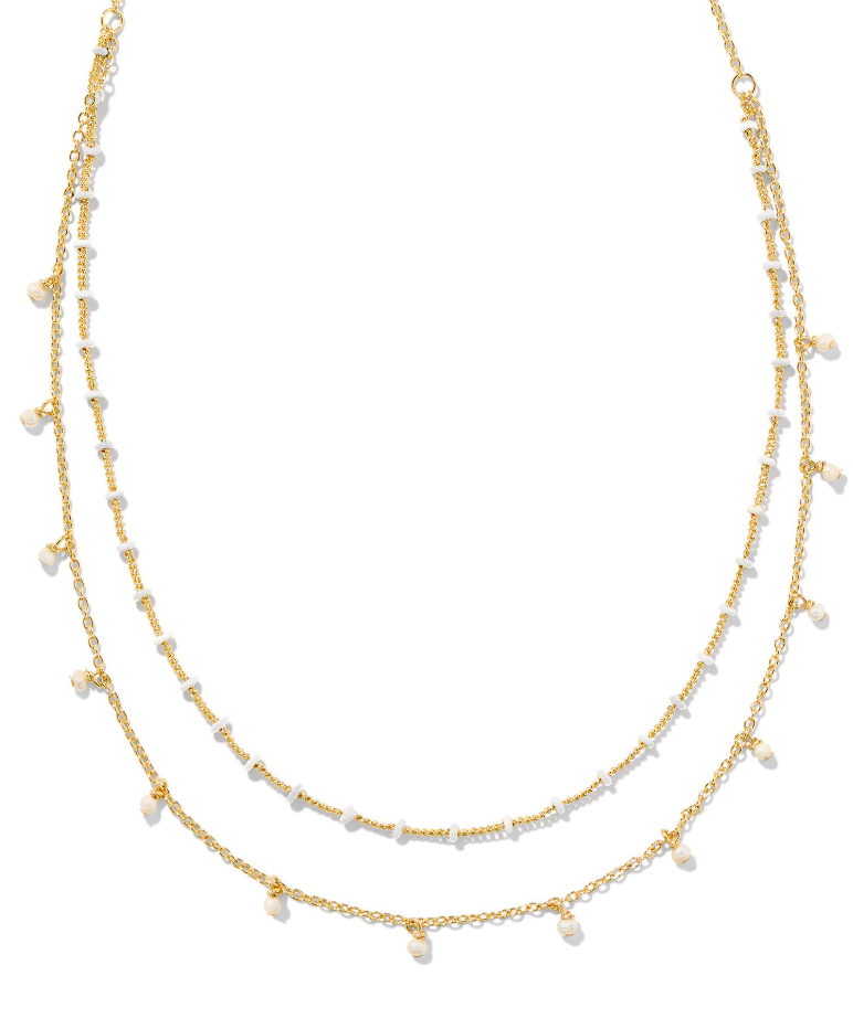 Kendra Scott Eve Gold Multi Strand Necklace White Mix