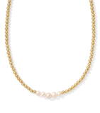 Kendra Scott Eve Gold Beaded Strand Necklace White Pearl