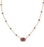 Kendra Scott Mini Elisa Gold Enamel Frame Short Pendant Necklace Maroon Magnesite