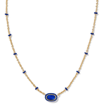 Kendra Scott Mini Elisa Gold Enamel Frame Short Pendant Necklace Cobalt Illusion