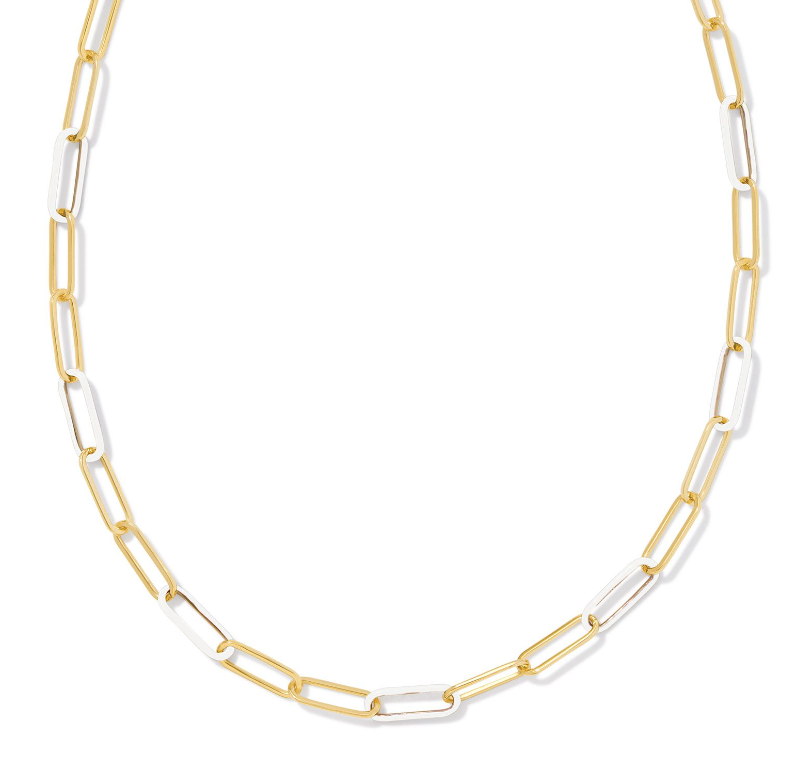 Kendra Scott Ainsley Gold Convertible Chain Necklace White Enamel