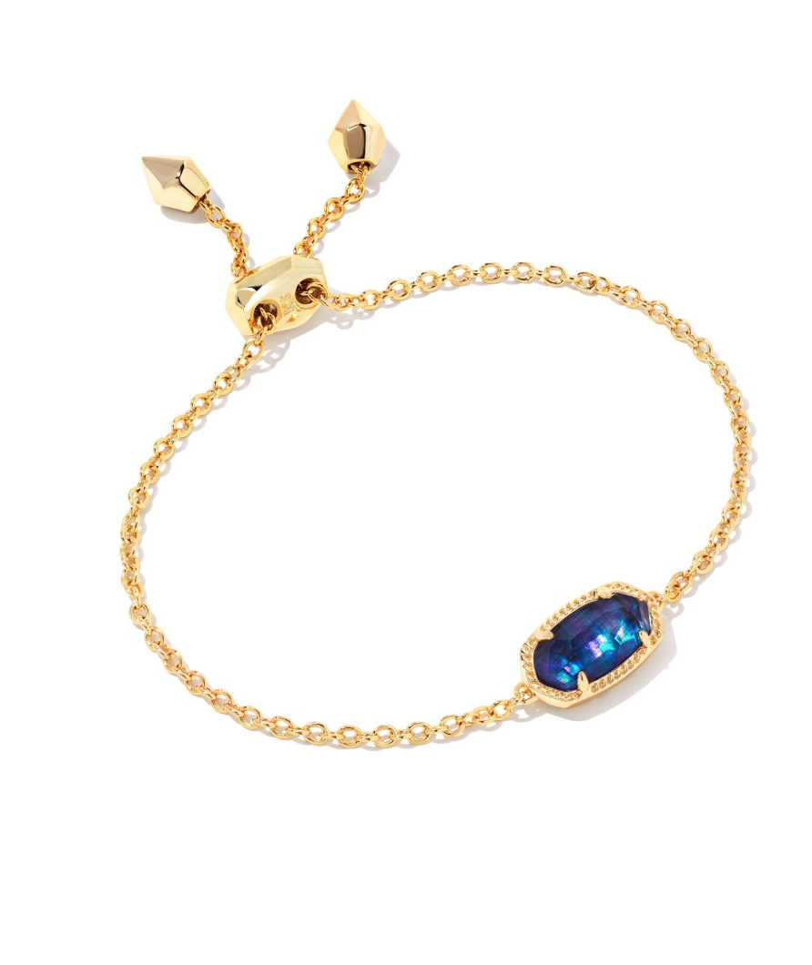 Kendra Scott Elaina Gold Adjustable Chain Bracelet Navy Abalone