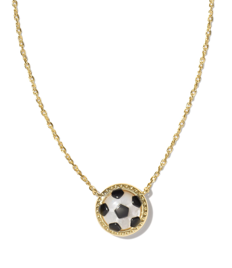 Kendra Scott Soccer Gold Short Pendant Necklace in Ivory Mother-of-Pearl