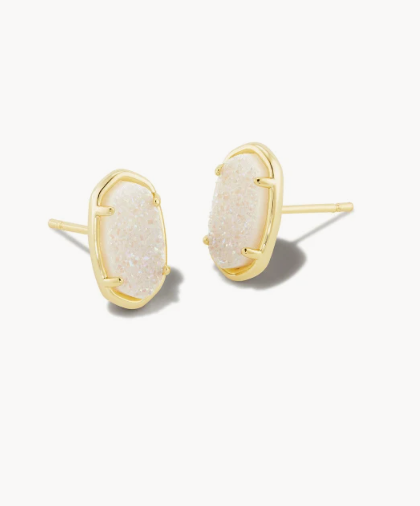 Kendra Scott Grayson Gold Stud Earrings Iridescent Drusy