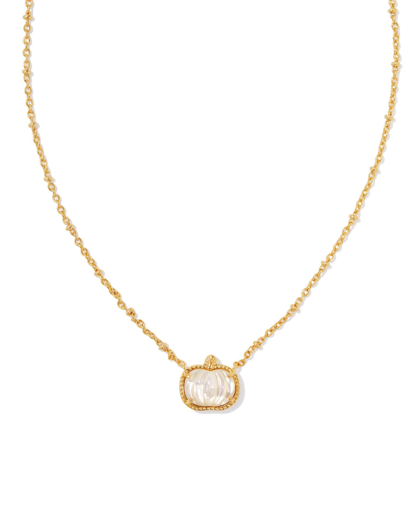 Kendra Scott Pumpkin Short Pendant Necklace Gold Ivory Mother of Pearl
