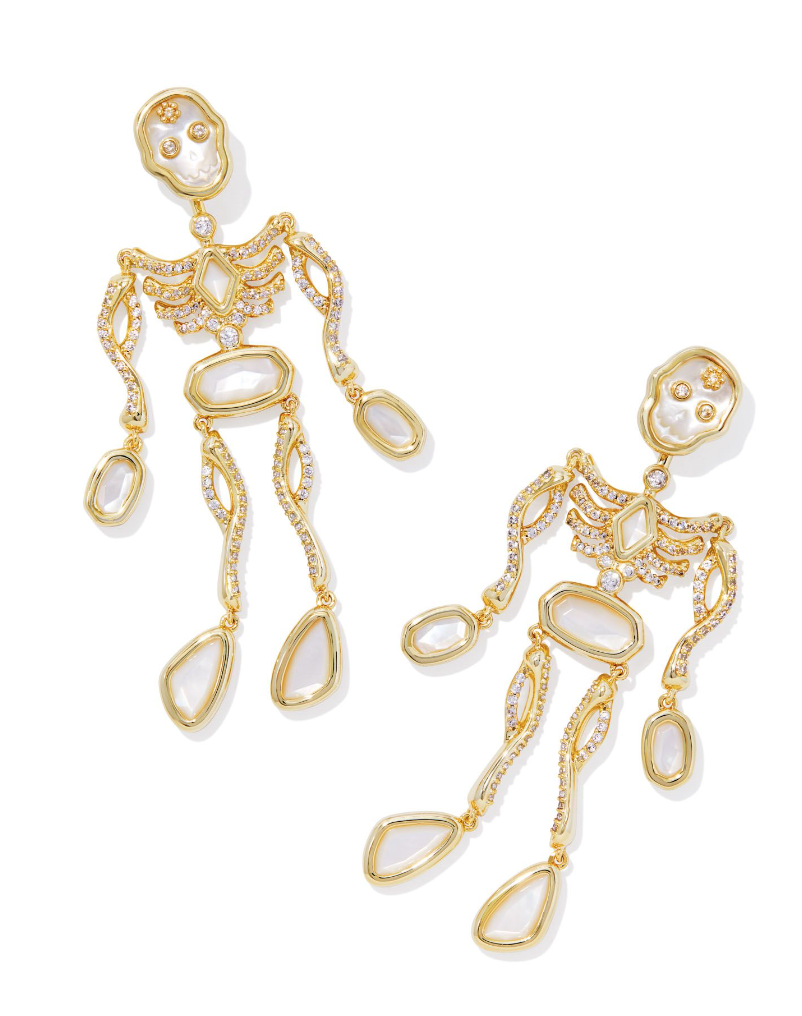 Kendra Scott Skeleton Statement Earrings Gold Ivory Mother of Pearl