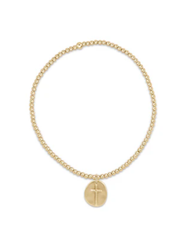 E Newton Inspire Small Gold Charm 2mm Bead Bracelet