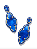 Kendra Scott Abbie Gold Enamel Frame Statement Earrings Cobalt Illusion