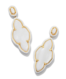 Kendra Scott Abbie Gold Enamel Frame Statement Earrings White Mother of Pearl
