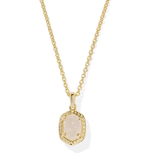 Kendra Scott Daphne Gold Framed Short Pendant Necklace in Iridescent Drusy