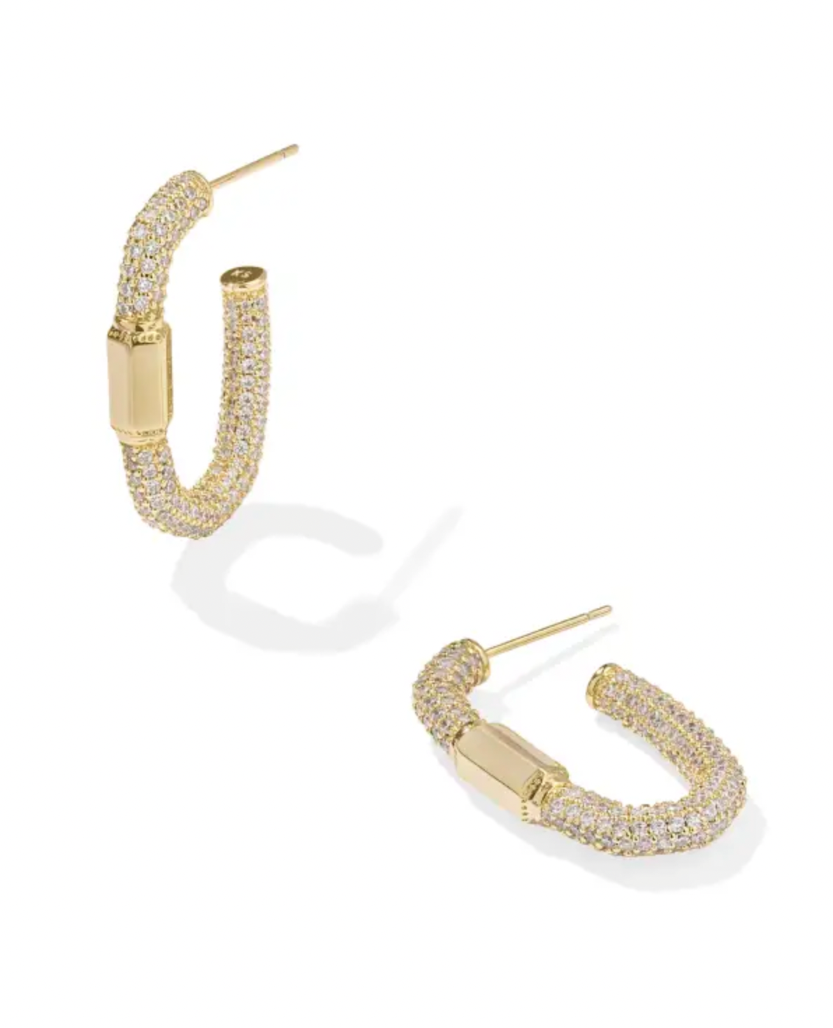 Kendra Scott Emery Gold Hoop Earrings in White Crystal