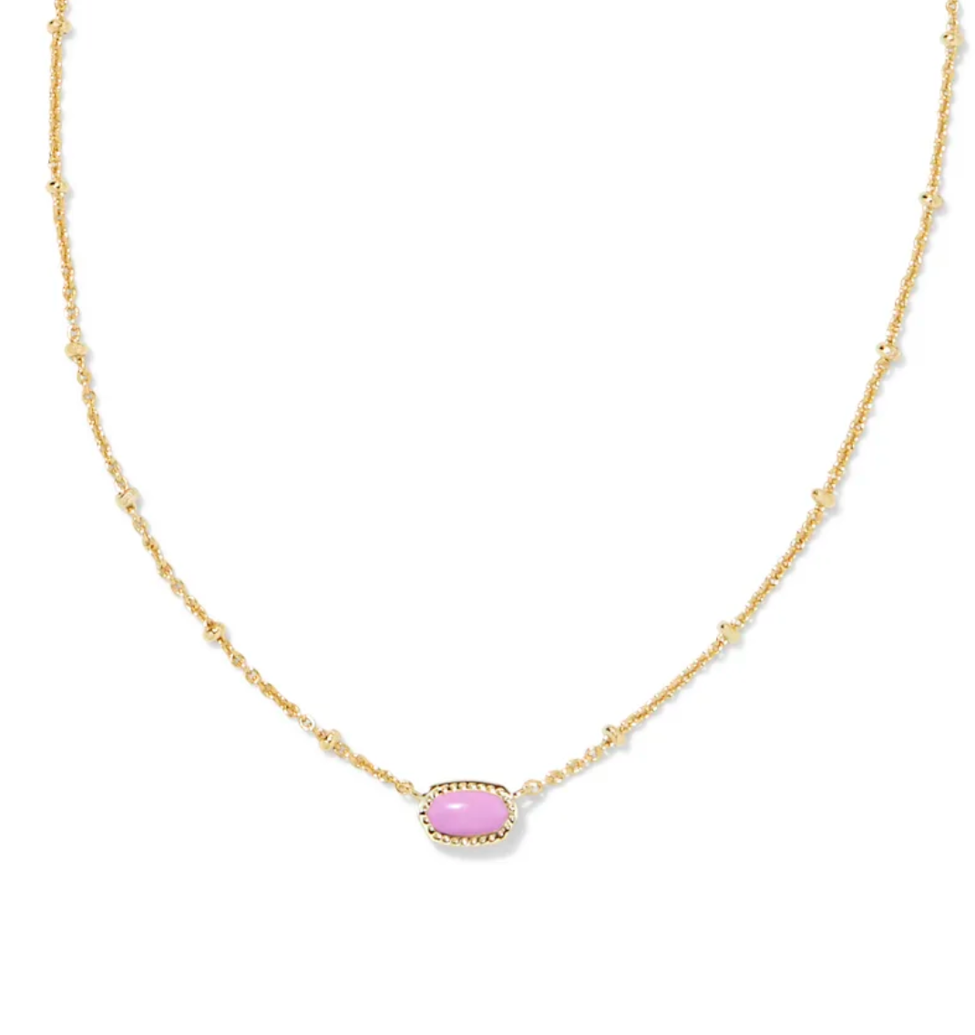 Kendra Scott Mini Elisa Gold Enamel Frame Short Pendant Necklace Gold Fuchsia Magnesite