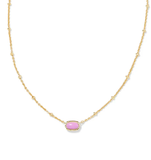 Kendra Scott Mini Elisa Gold Enamel Frame Short Pendant Necklace Gold Fuchsia Magnesite