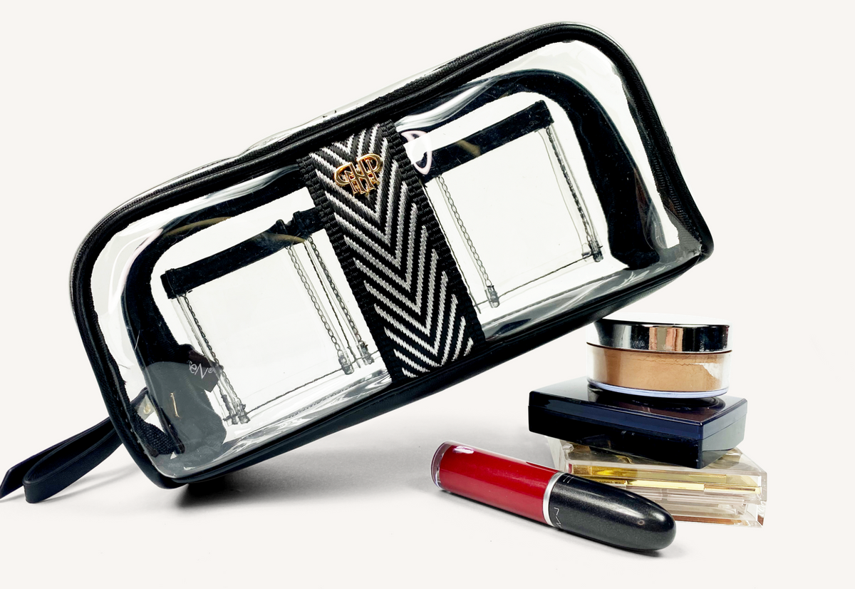 PurseN Bombshell Makeup Case Silver Chevron