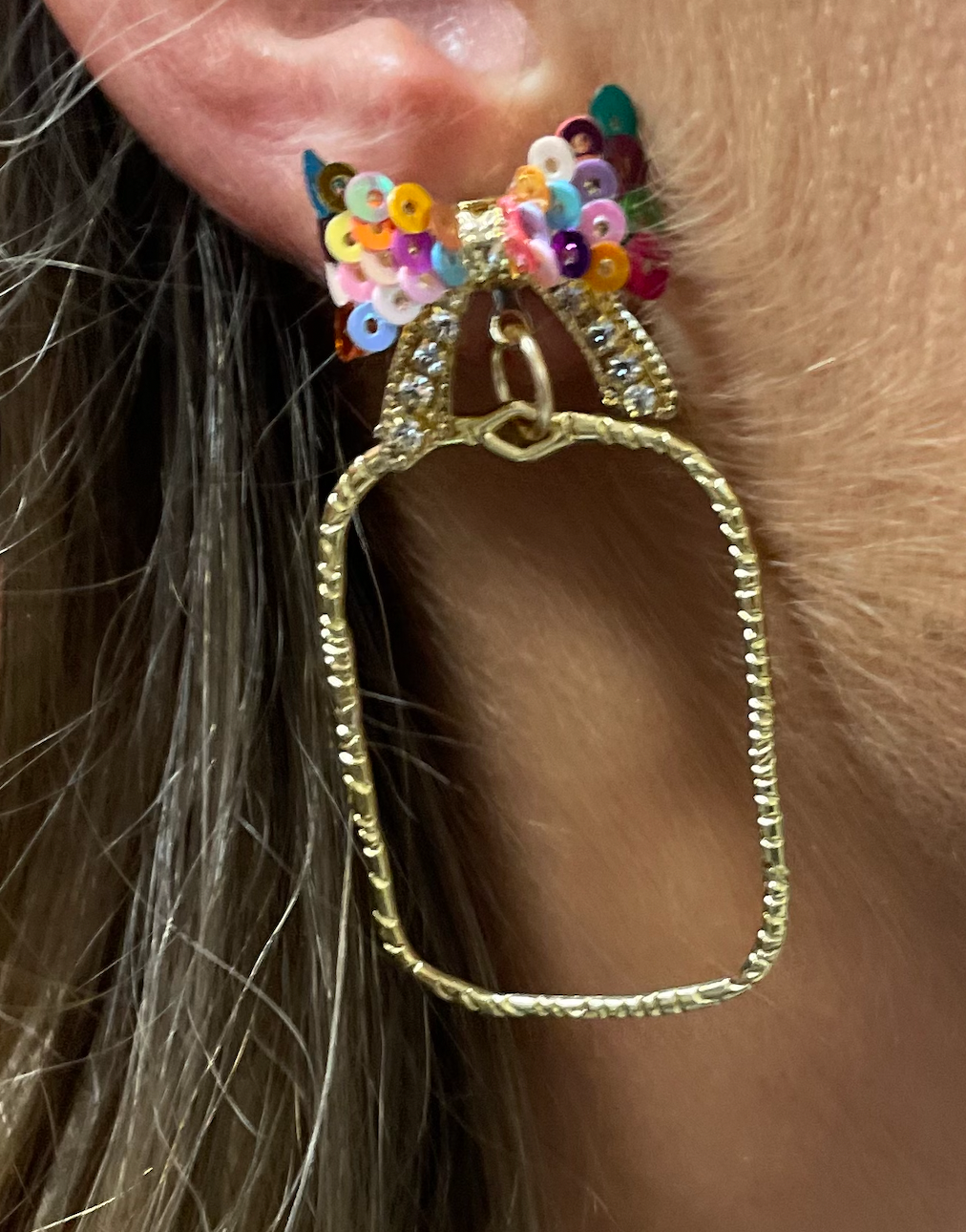Taylor Shaye Rainbow Bethany Bow Hoops Rectangle
