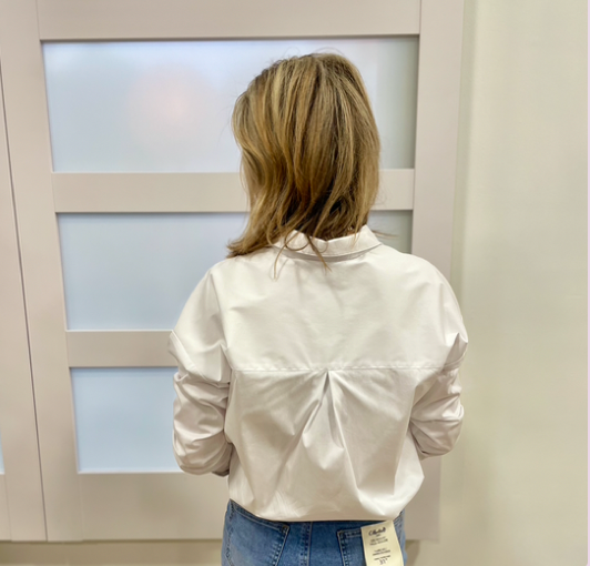 Charlie B Long Sleeve Shirt w Chest Pockets White
