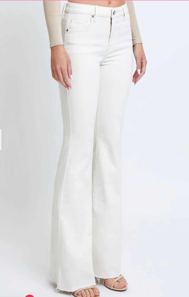 Hidden Happi Flare w Clean Cut Hem White