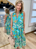 Umgee Tropical Blend Sleeveless Dress Emerald