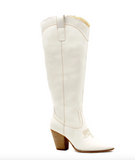 Corkys Unforgettable Tall Boot -white w/brown stitch