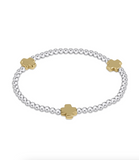 E Newton Signature Cross Small Sterling Mixed Metal Pattern 2mm Bead Bracelet Gold