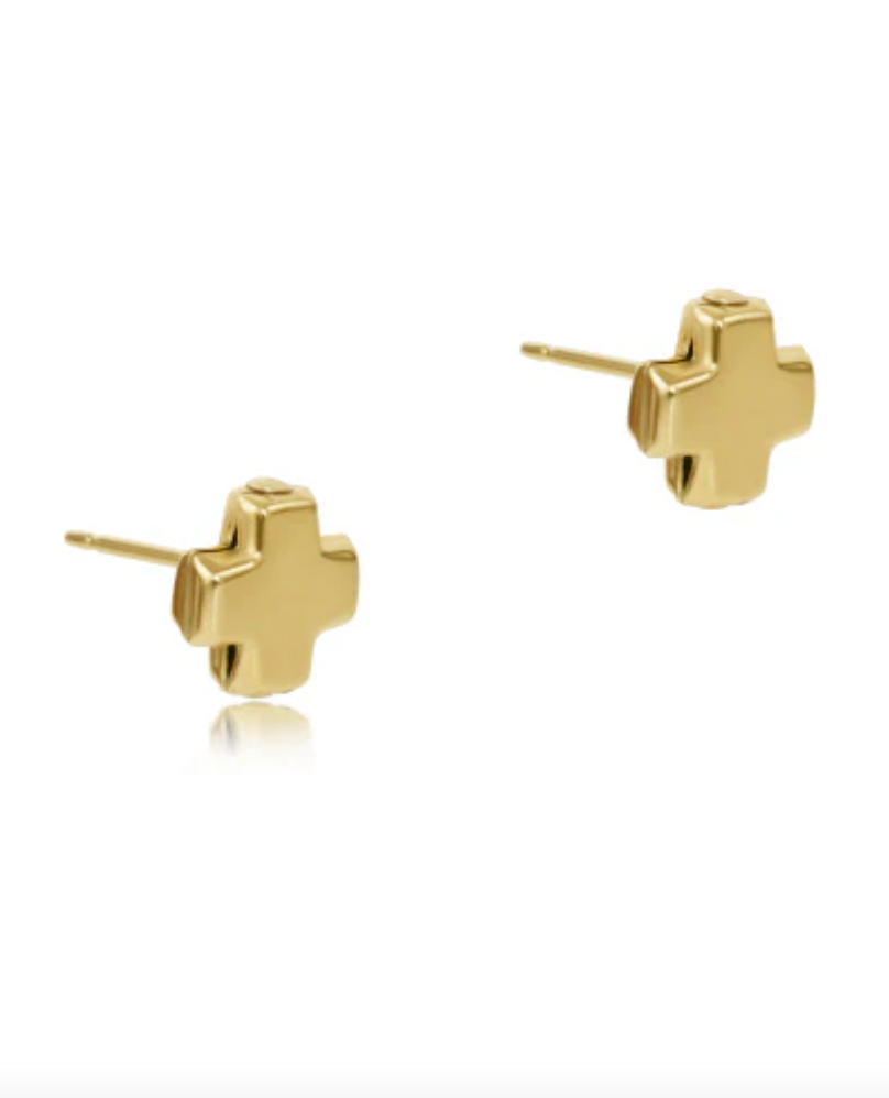 E newton Signature Cross Gold Stud Gold