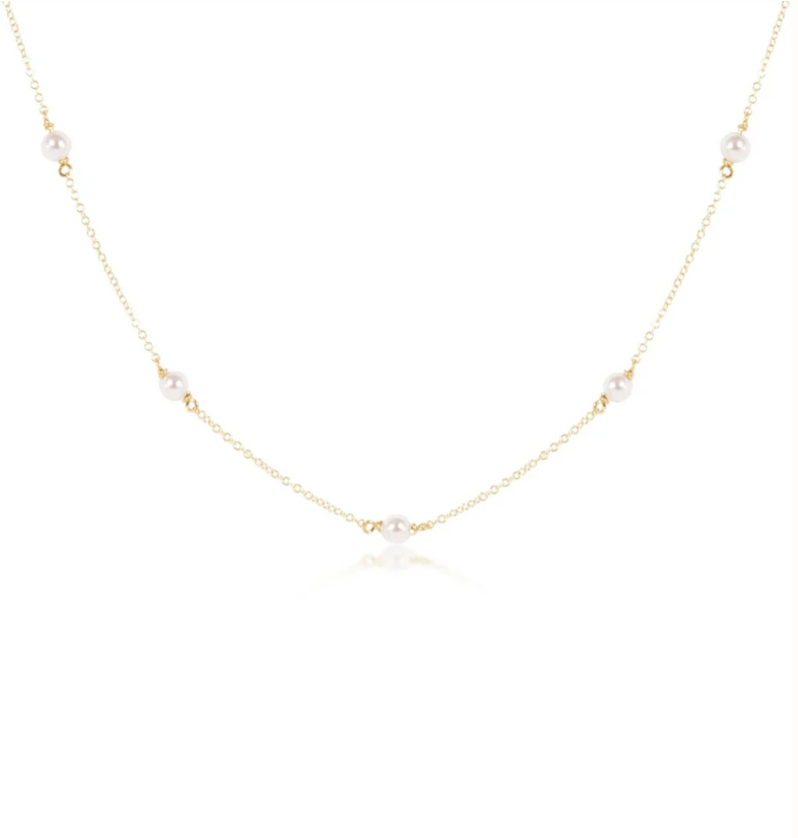 E Newton 15" Choker Simplicity Chain Gold 4mm Pearl