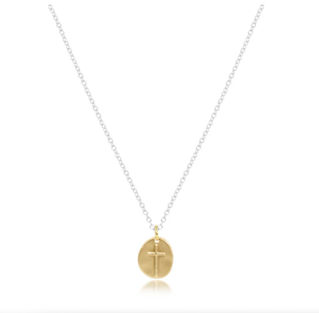 E Newton 16" Necklace Sterling Mixed Metal Inspire Small Gold Charm