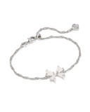 Kendra Scott Blair Silver Bow Small Delicate Chain Bracelet Iridescent Drusy