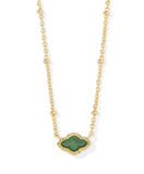 Kendra Scott Mini Abbie Gold Satellite Short Pendant Necklace Green Illusion