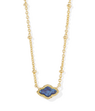 Kendra Scott Mini Abbie Gold Satellite Short Pendant Necklace Navy Avalone