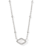 Kendra Scott Mini Abbie Satellite Short Pendant Necklace Rhodium Ivory Mother of Pearl
